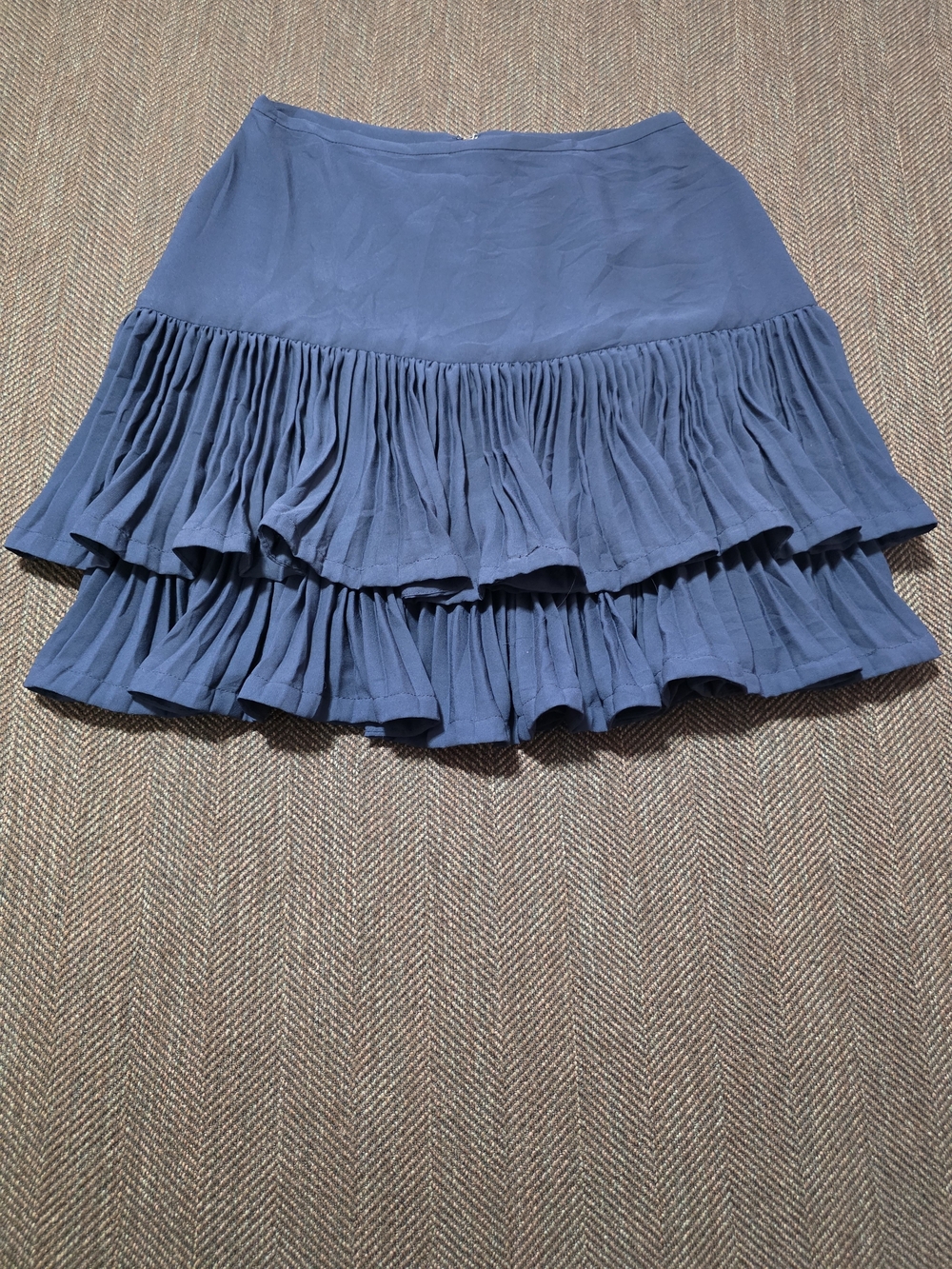 BCBGMaxAzria Slate Blue Double-Tier Ruffle Skirt